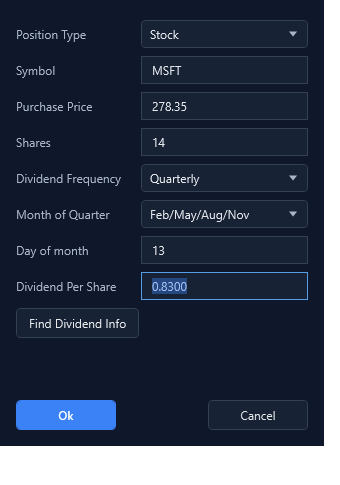 Add or edit position dialog